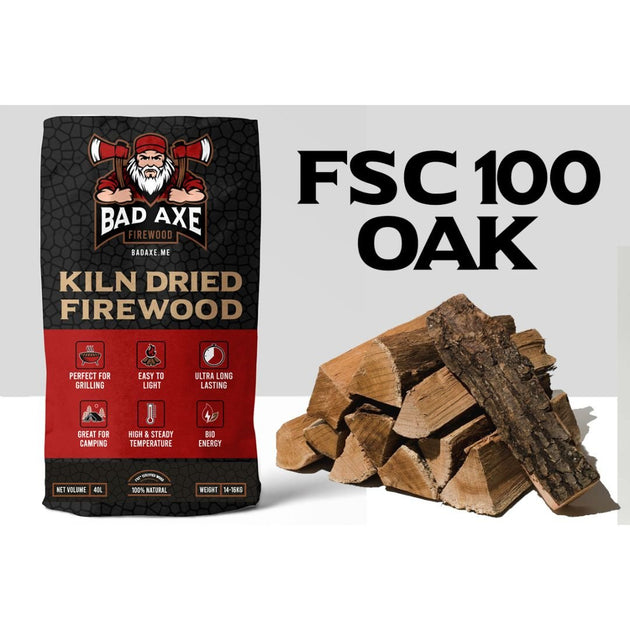 Bad Axe Firewood - Oak 40L Sack Approx 15kg | chef2chef.online