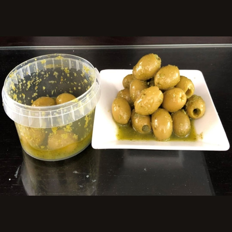 Halkidiki Pitted Olives - Basil & Garlic 250g - chef2chef.online
